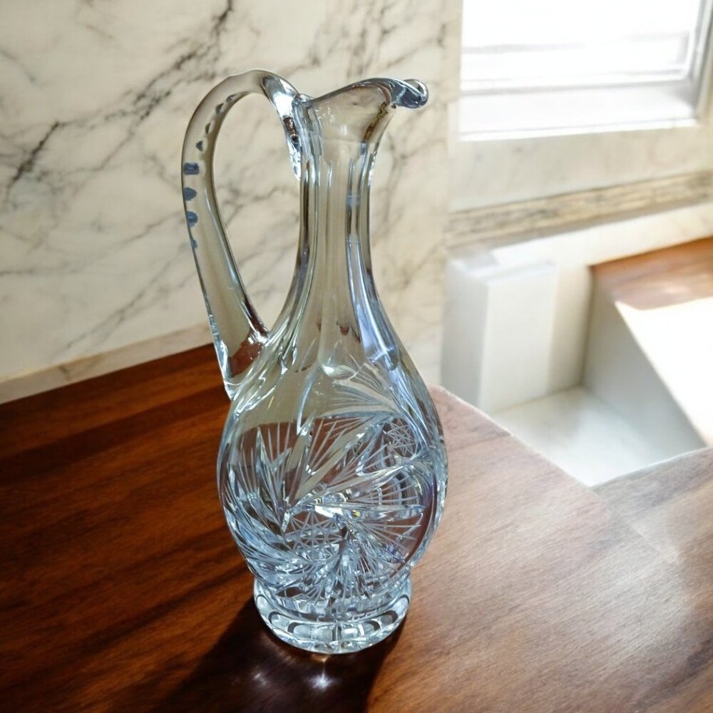VINTAGE German lead crystal decanter brilliant pinwheel cut - perfect condition